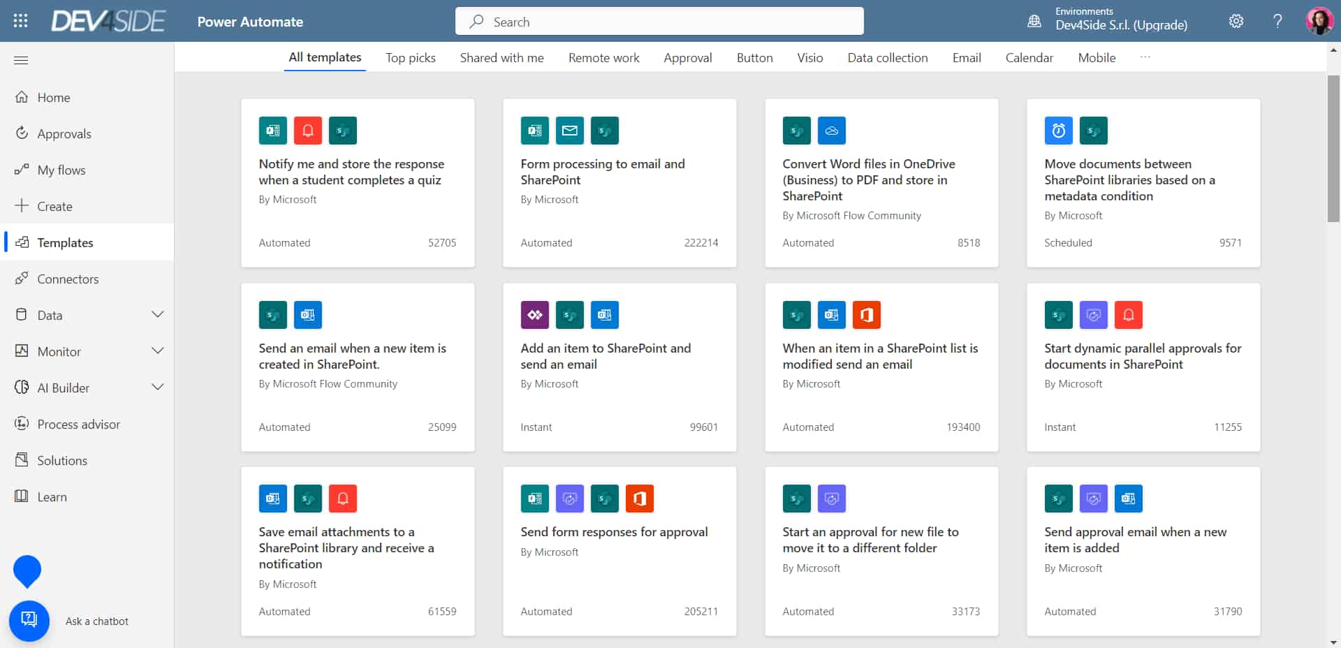 Examples of preconfigured Power Automate flows for SharePoint
