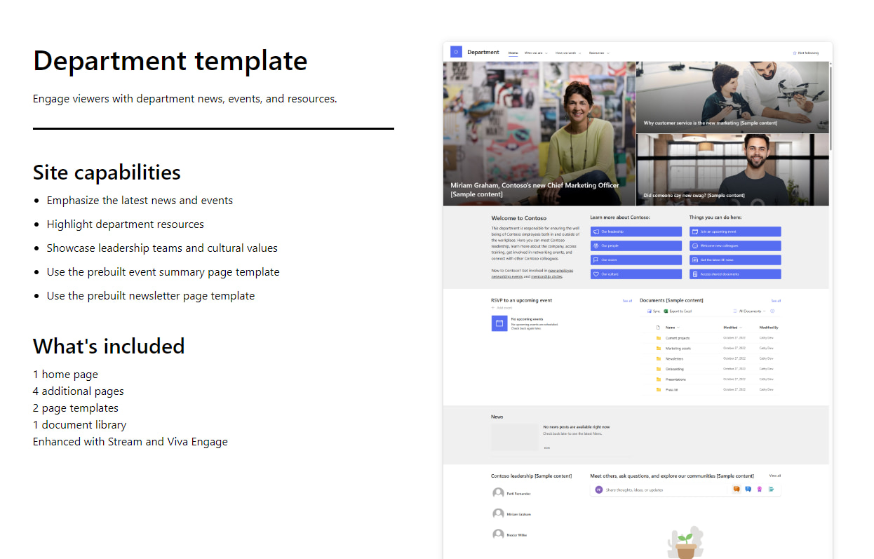 Detail of a template offered in the SharePoint Lookbook