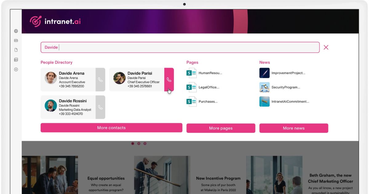 Advanced search in the SharePoint intranet by intranet.ai