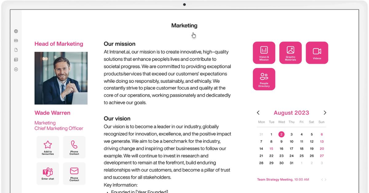 Dedicated areas for departments in the SharePoint intranet by intranet.ai