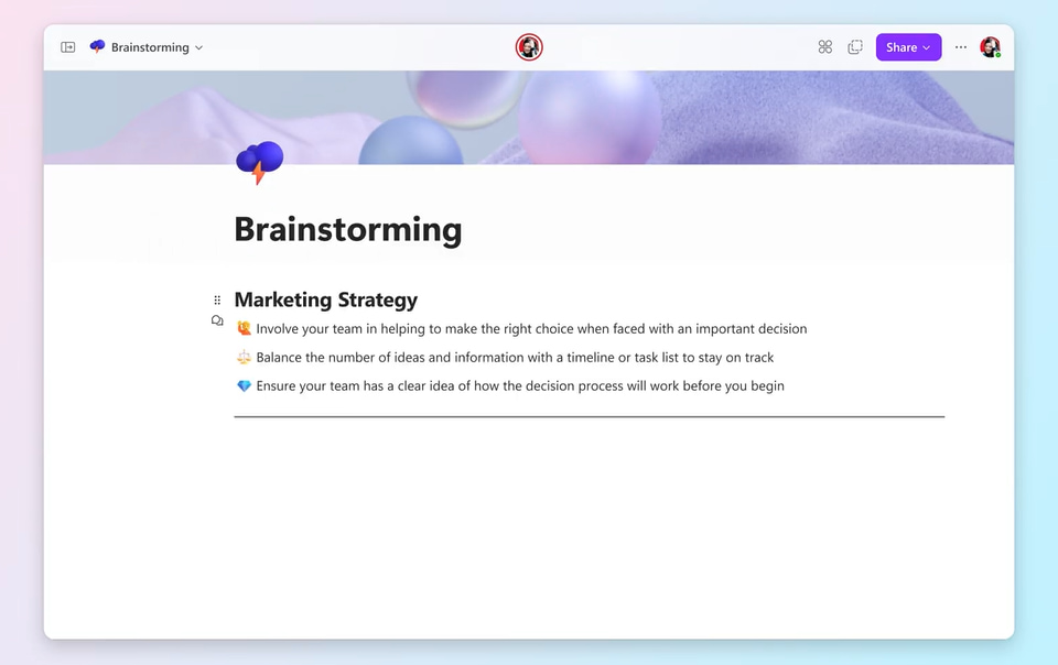 Writing a text together with colleagues in Microsoft Loop