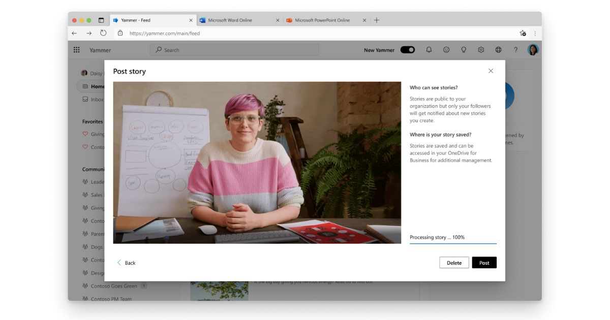 Upload a story in Viva Engage
