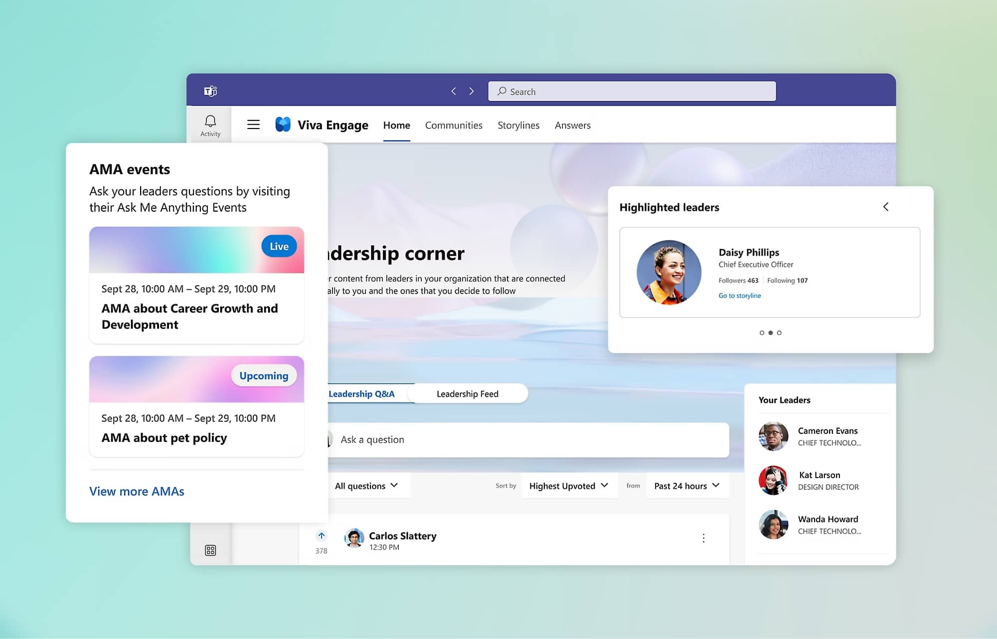 Overview of the Leadership Corner in Viva Engage