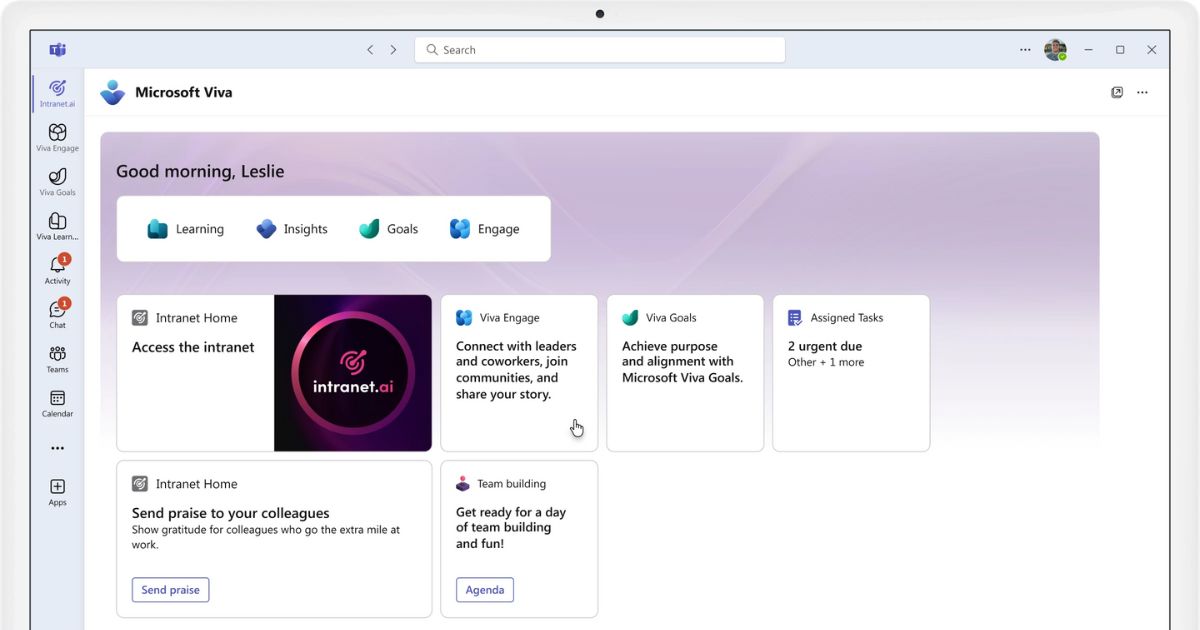 Integration of Microsoft Viva and Teams with the SharePoint intranet by intranet.ai