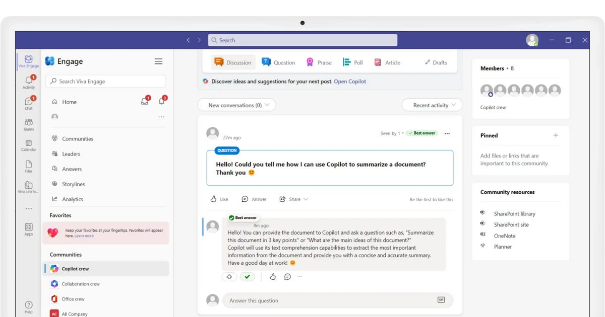 Communities of practice for Copilot adoption, created and managed by intranet.ai
